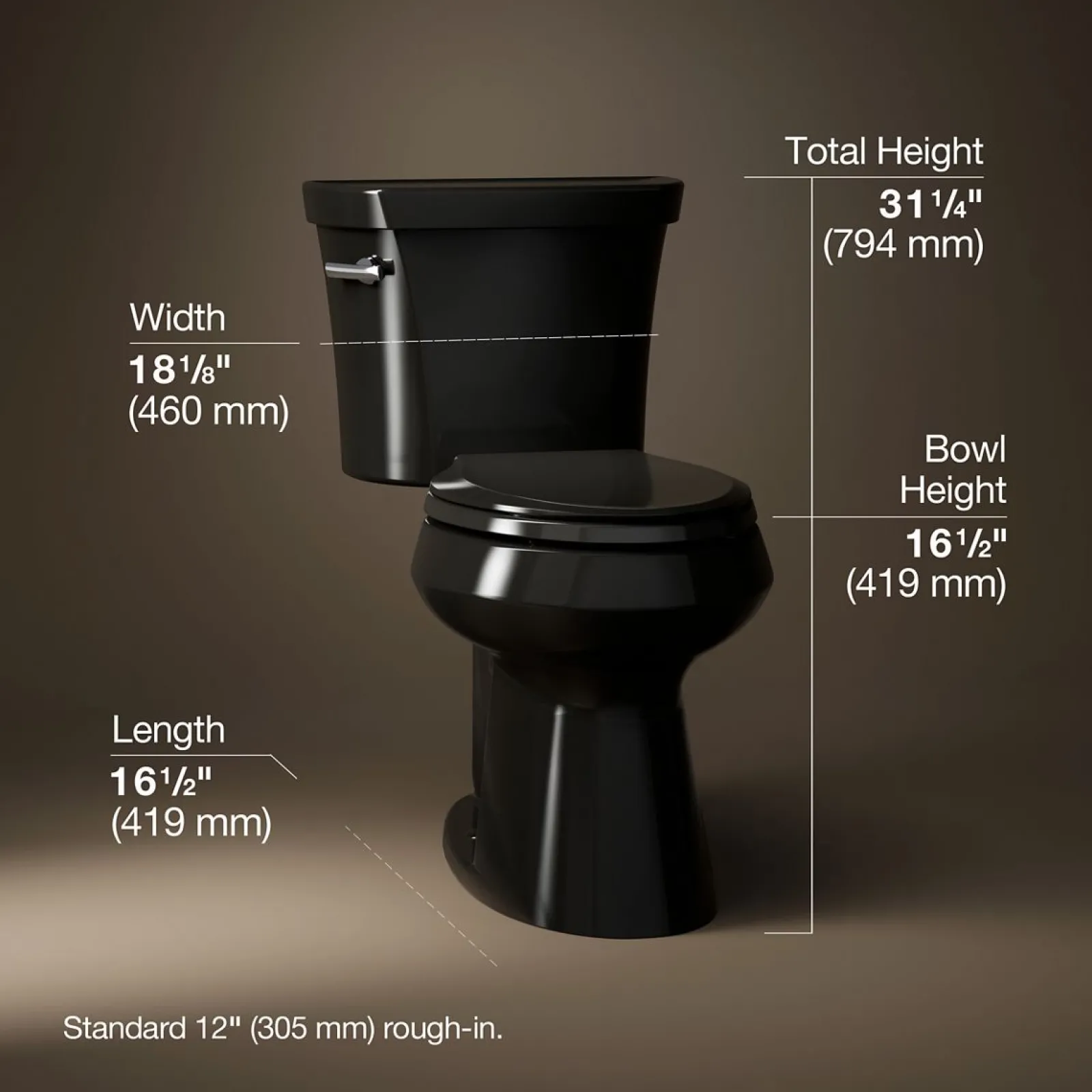 Two-piece elongated toilet with concealed trapway, 1.28 gpf^Kohler Online