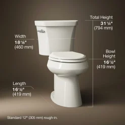 Two-piece elongated toilet with concealed trapway, 1.28 gpf^Kohler Online