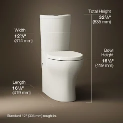 Two-piece elongated toilet with skirted trapway, dual-flush^Kohler Discount