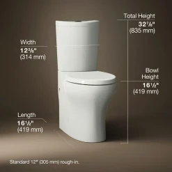 Two-piece elongated toilet with skirted trapway, dual-flush^Kohler Discount