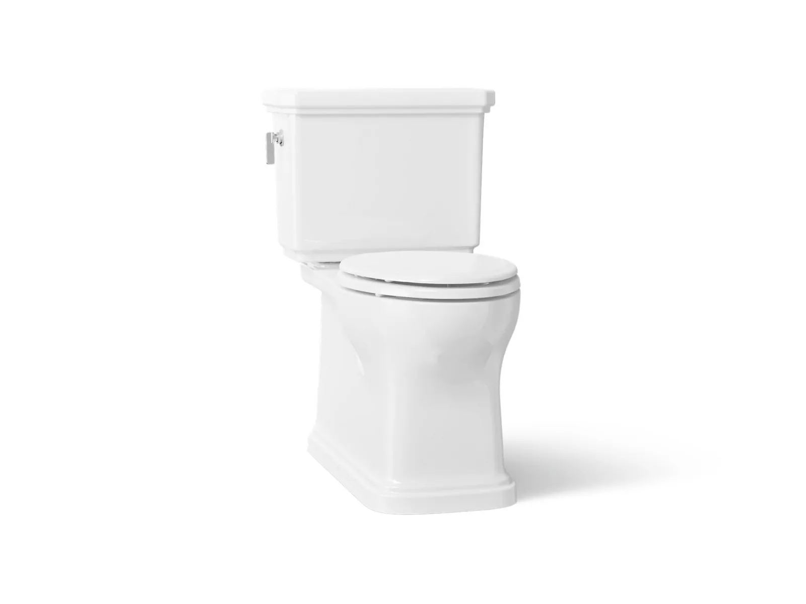 Two-piece elongated toilet with skirted trapway, 1.28 gpf^Kohler Best