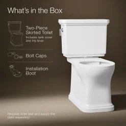 Two-piece elongated toilet with skirted trapway, 1.28 gpf^Kohler Best