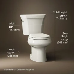 Two-piece round-front toilet, dual-flush^Kohler
