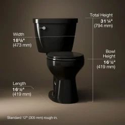 Two-piece round-front toilet, 1.28 gpf^Kohler New