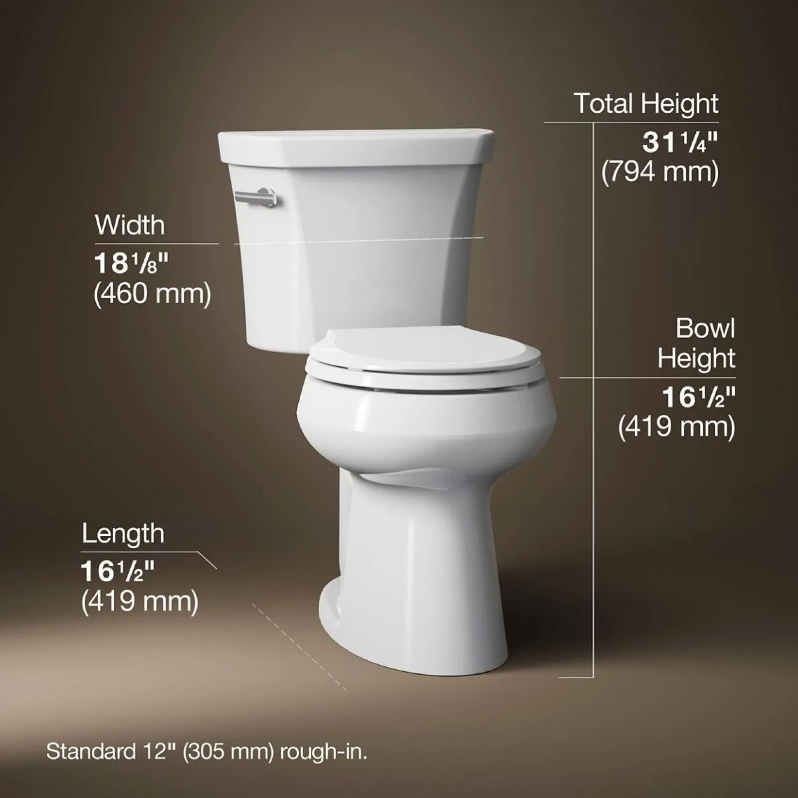 Two-piece round-front toilet, 1.28 gpf^Kohler New