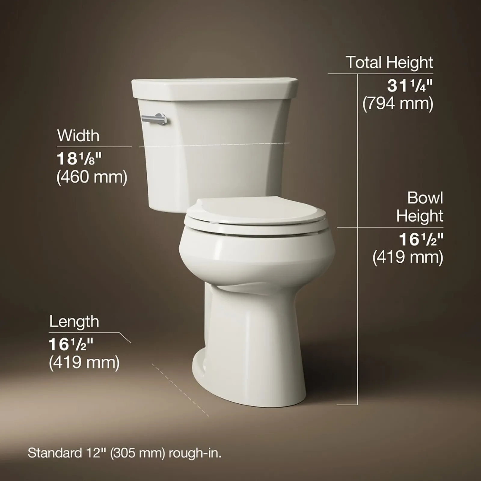 Two-piece round-front toilet, 1.28 gpf^Kohler New