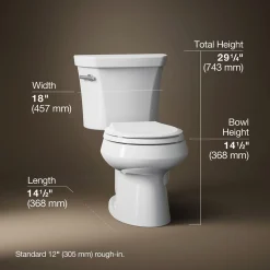 Two-piece round-front toilet, 1.6 gpf^Kohler Outlet