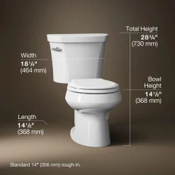 Two-piece round-front toilet, 1.28 gpf^Kohler Best