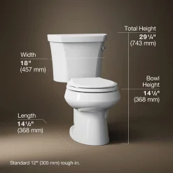 Two-piece round-front toilet, 1.28 gpf^Kohler Outlet