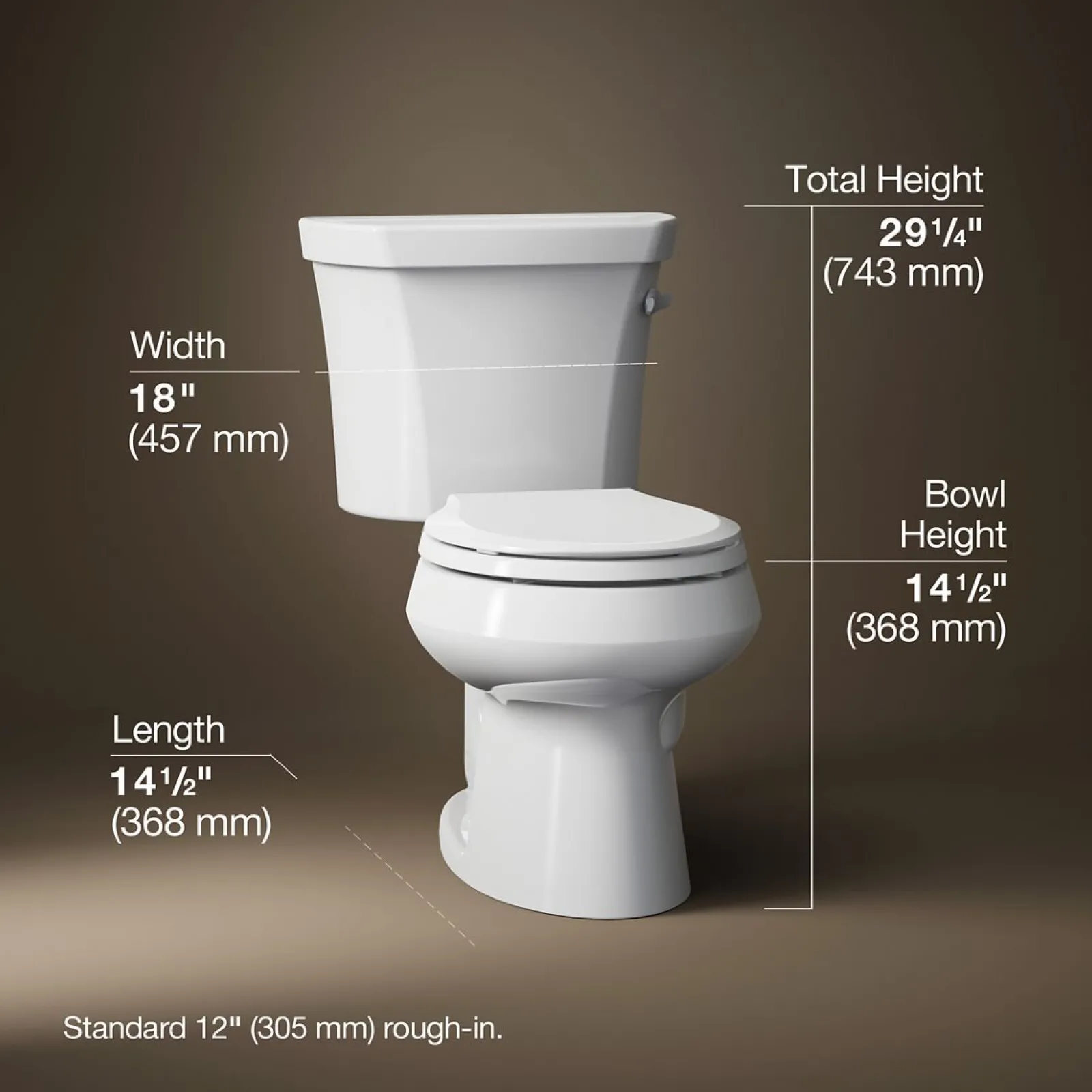 Two-piece round-front toilet, 1.28 gpf^Kohler Outlet