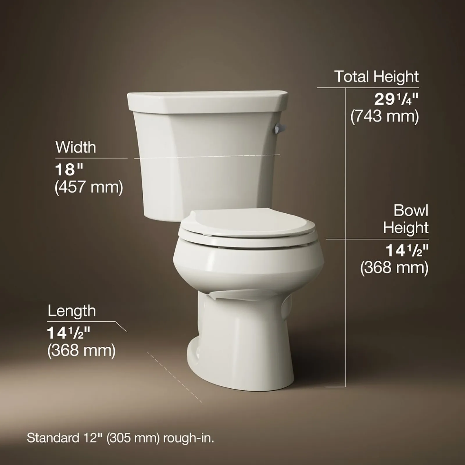 Two-piece round-front toilet, 1.28 gpf^Kohler Outlet