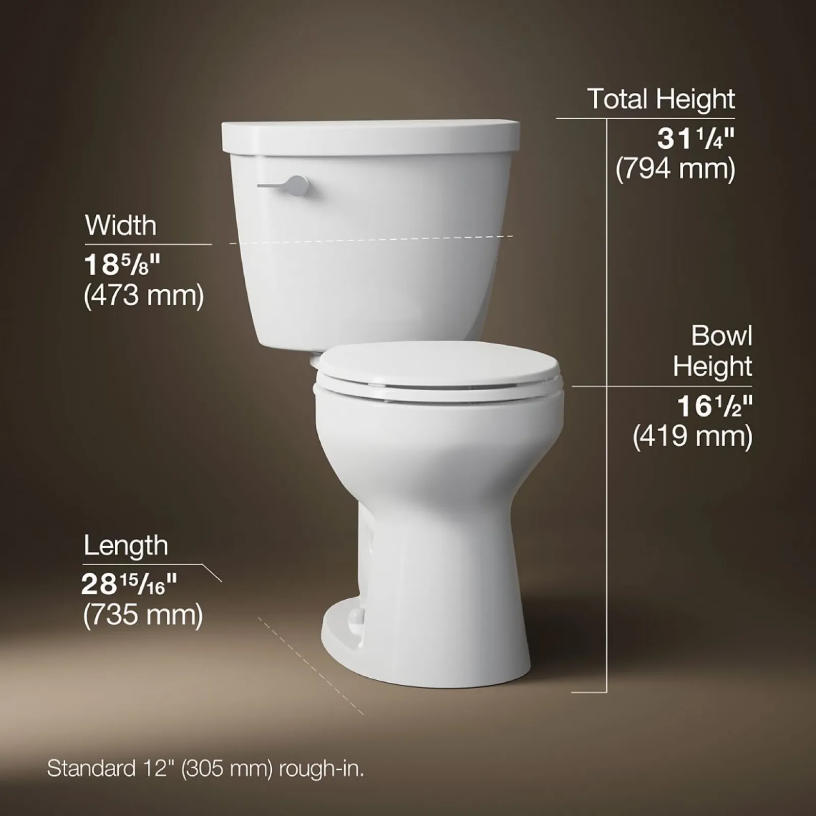 Two-piece round-front toilet, 1.6 gpf^Kohler Online