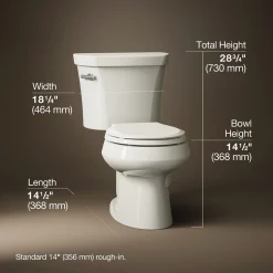 Two-piece round-front toilet, 1.28 gpf^Kohler Outlet