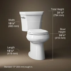 Two-piece round-front toilet, 1.28 gpf^Kohler Clearance