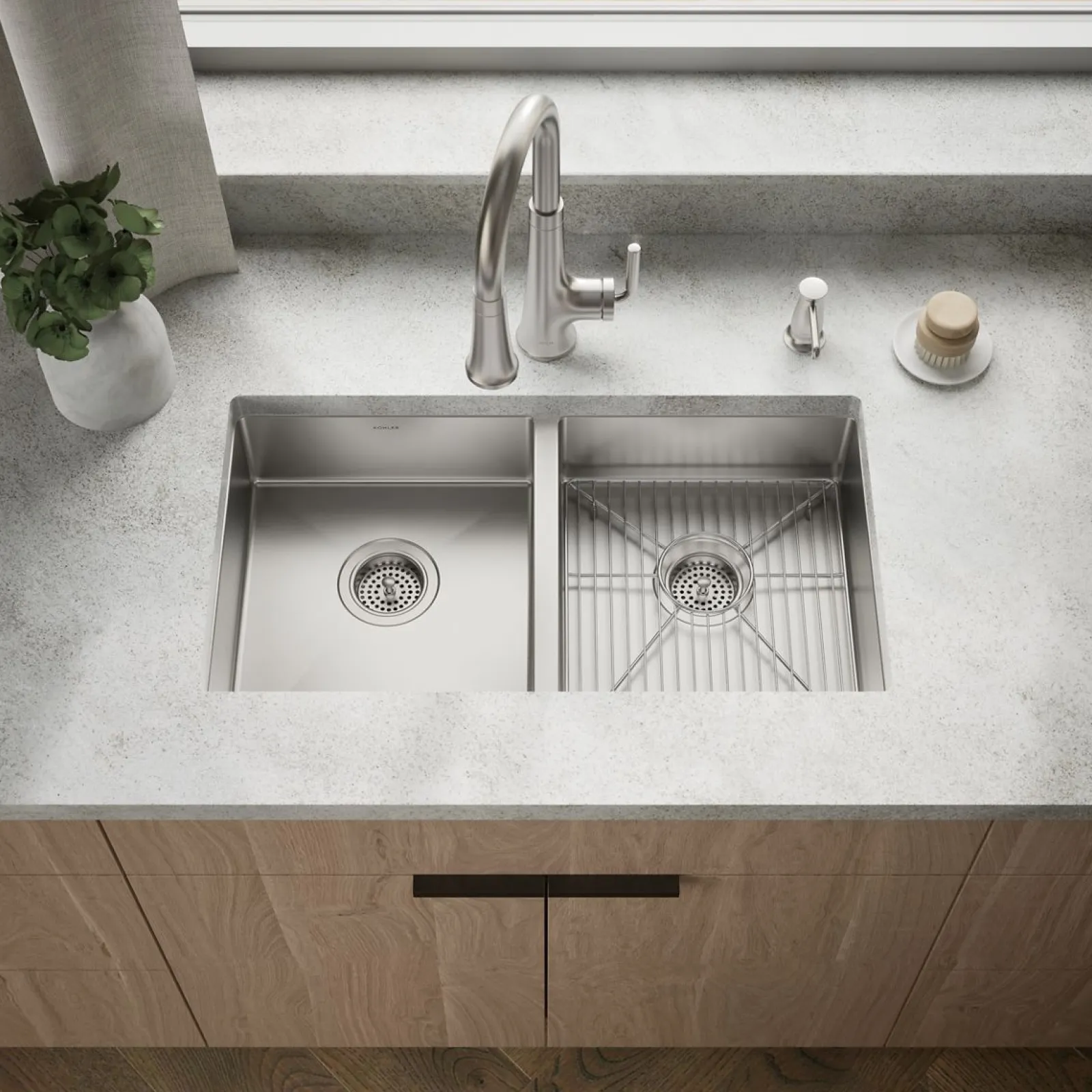 29-1/2" undermount double-bowl kitchen sink^Kohler Best