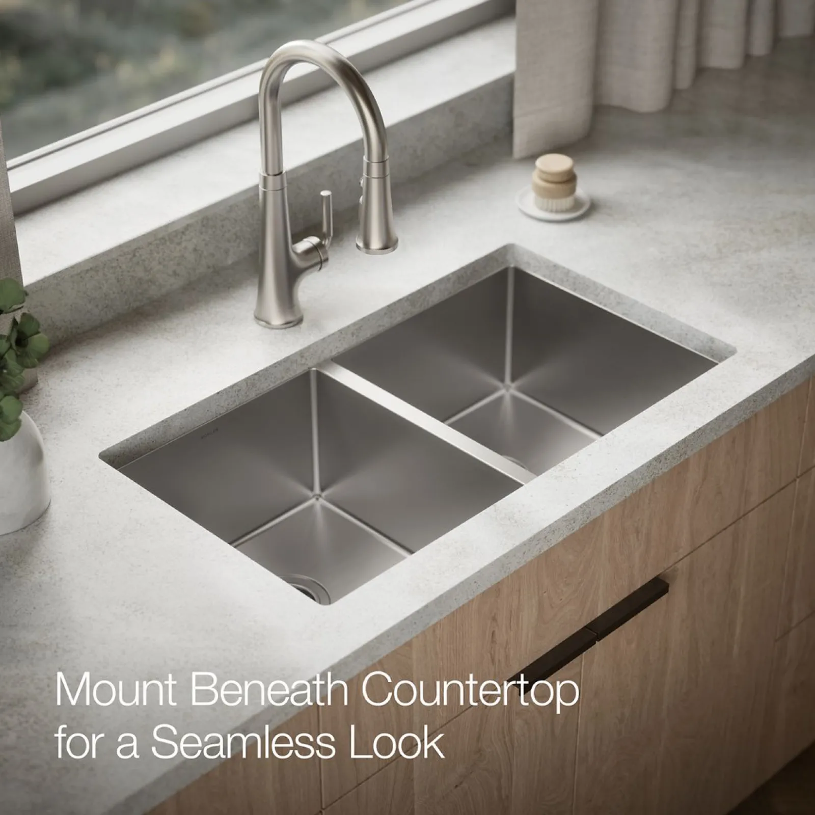 32" undermount double-bowl kitchen sink with accessories^Kohler Clearance