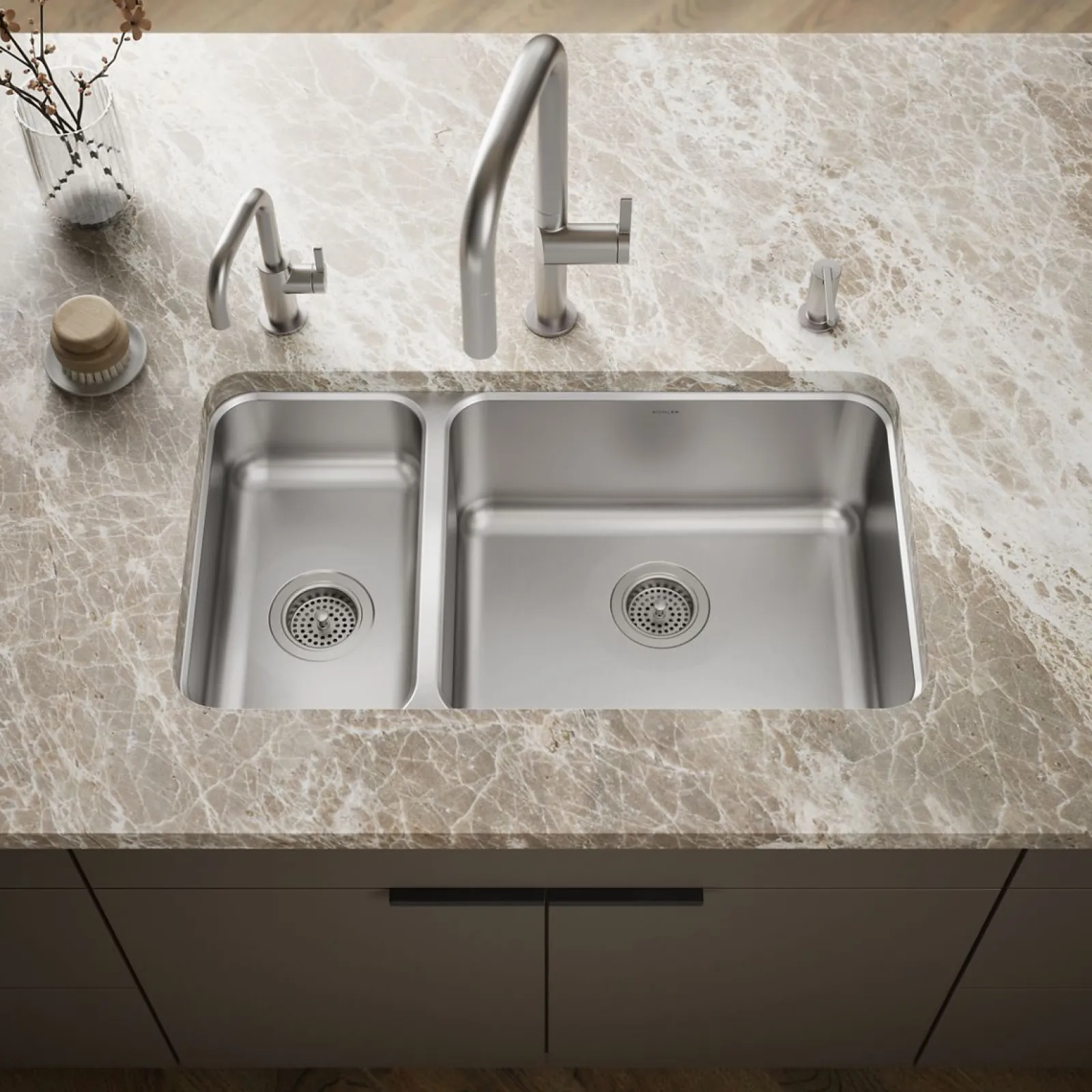 31-1/2" undermount double-bowl kitchen sink^Kohler Discount