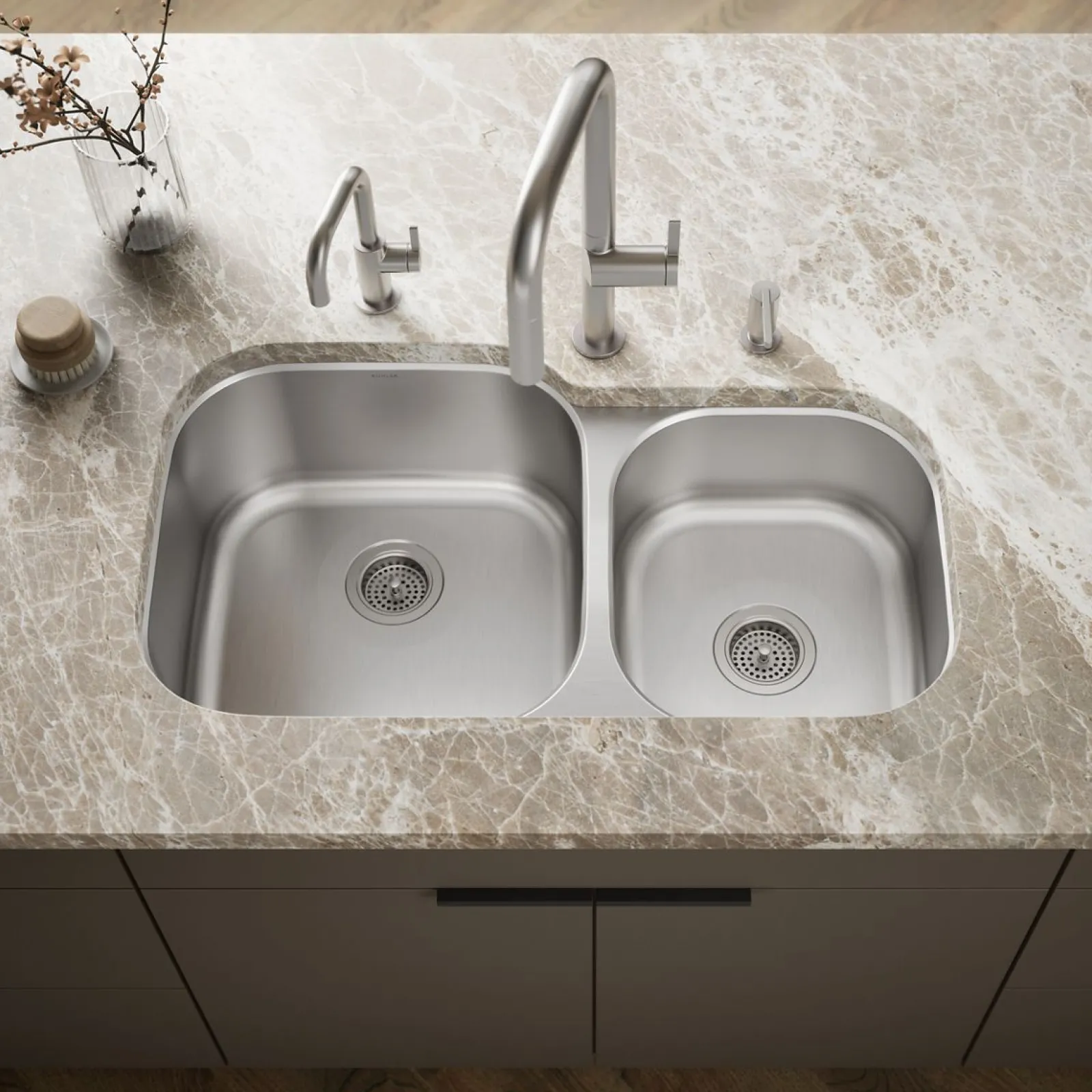 35-1/4 undermount double-bowl kitchen sink^Kohler Outlet
