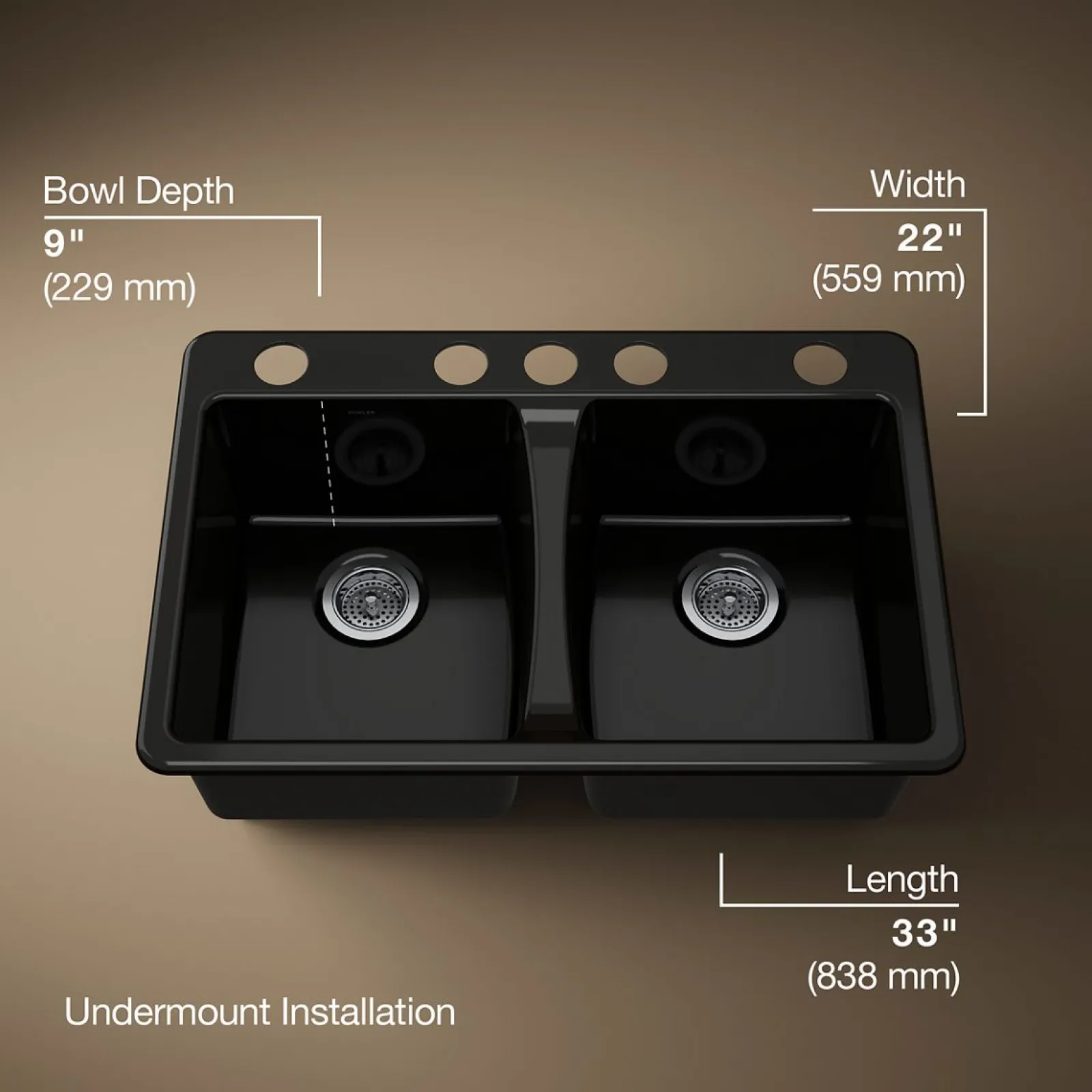 33" undermount double-bowl kitchen sink^Kohler Sale