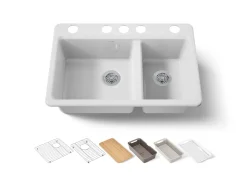 33" undermount double-bowl workstation kitchen sink^Kohler Online
