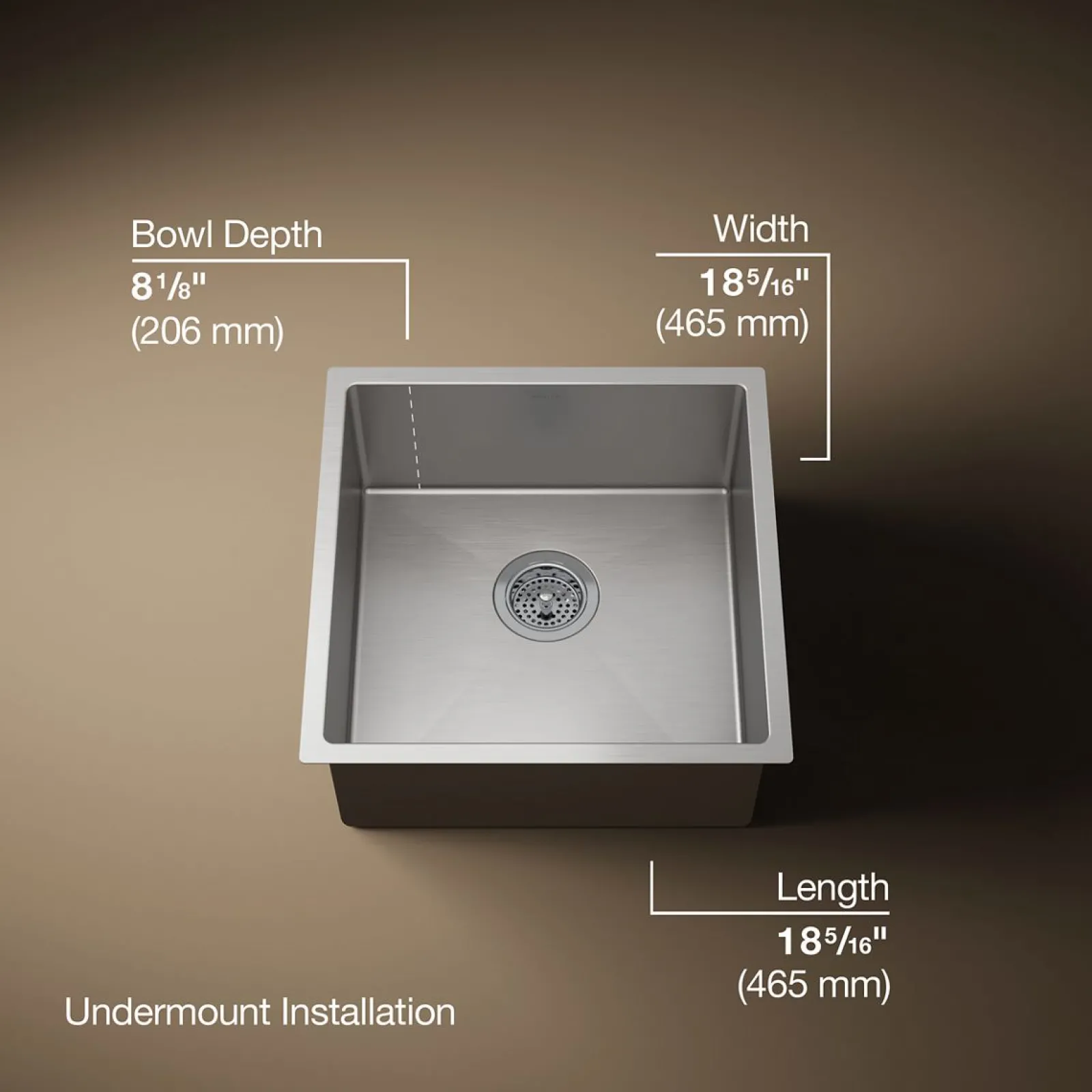 18-1/4" undermount single-bowl bar sink^Kohler Hot