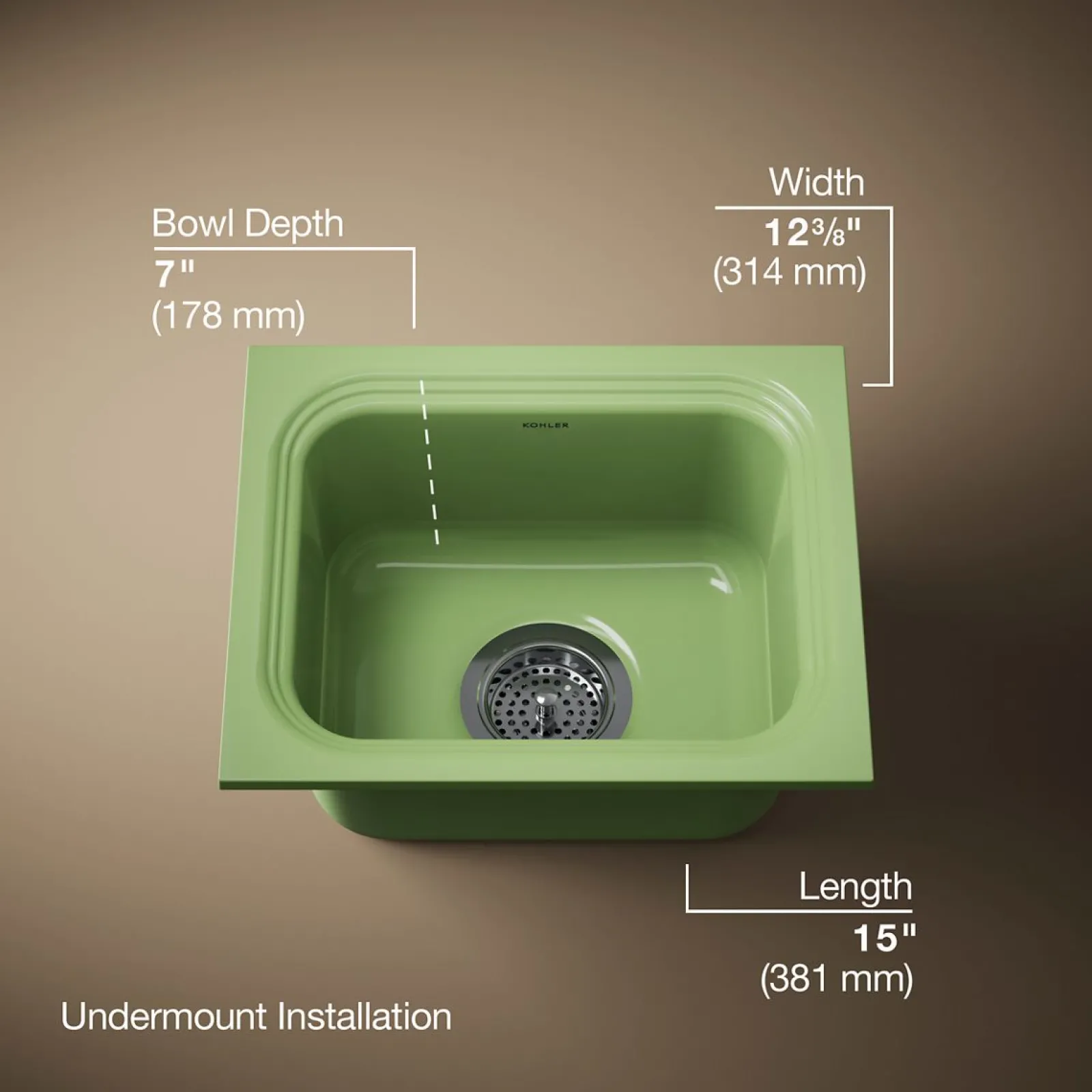 15" undermount single-bowl bar sink^Kohler Best