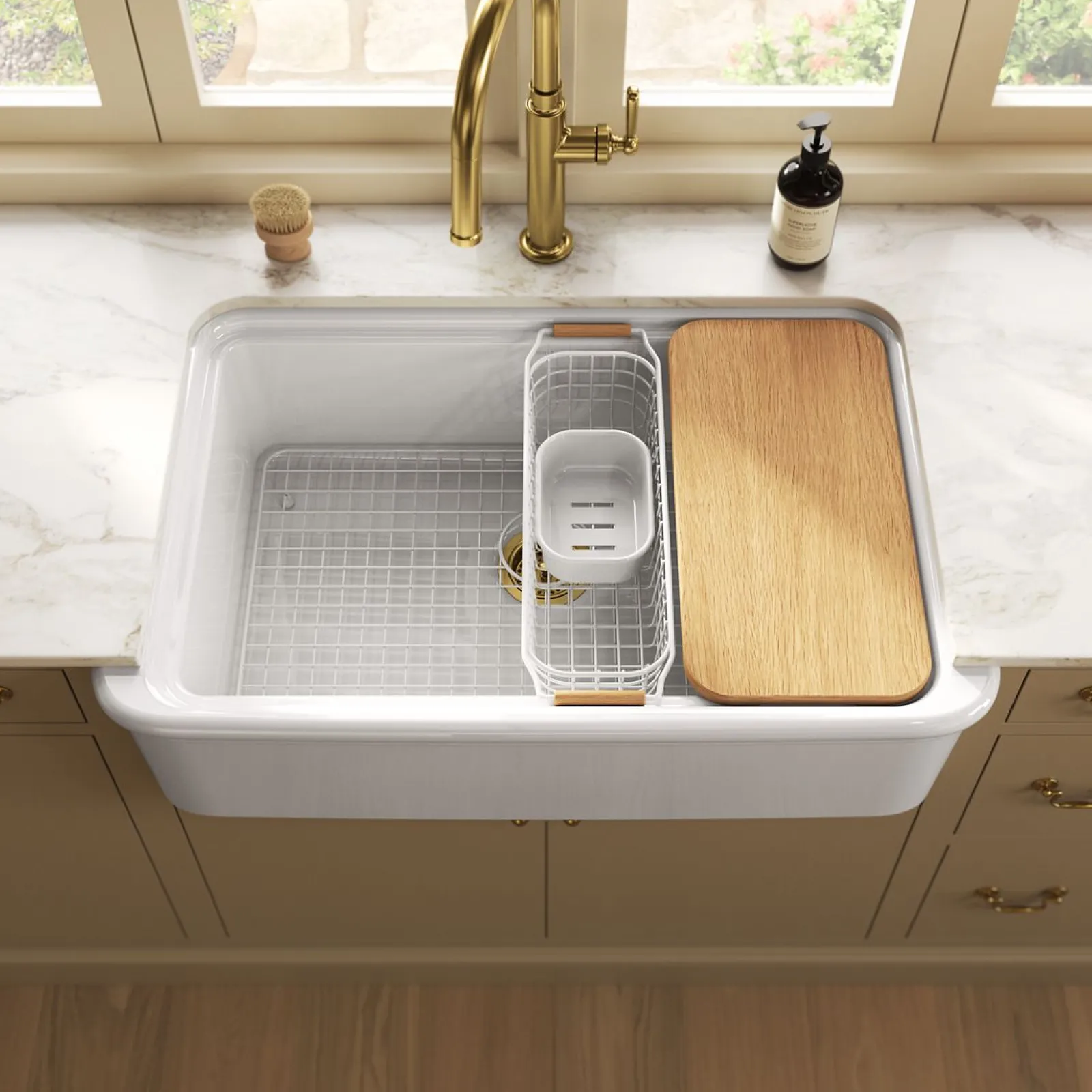 35-1/2" undermount single-bowl farmhouse workstation kitchen sink^Kohler Discount