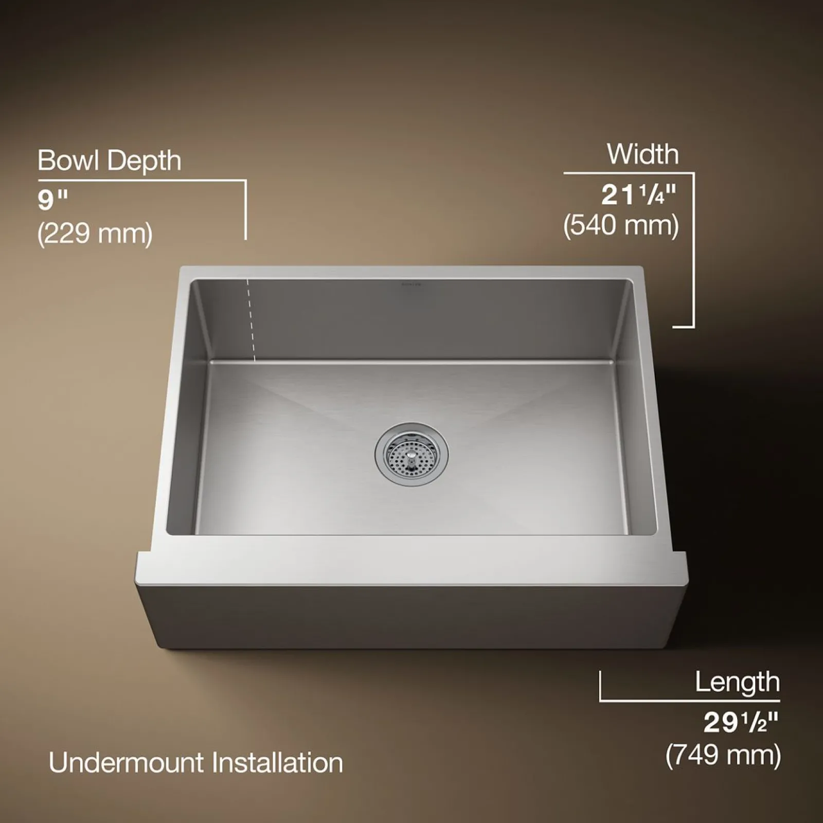 29-1/2" undermount single-bowl farmhouse kitchen sink^Kohler Sale