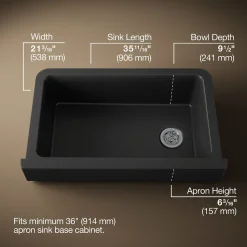 Undermount single-bowl farmhouse kitchen sink^Kohler New
