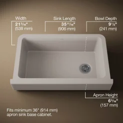 Undermount single-bowl farmhouse kitchen sink^Kohler New
