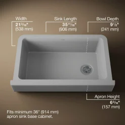 Undermount single-bowl farmhouse kitchen sink^Kohler New