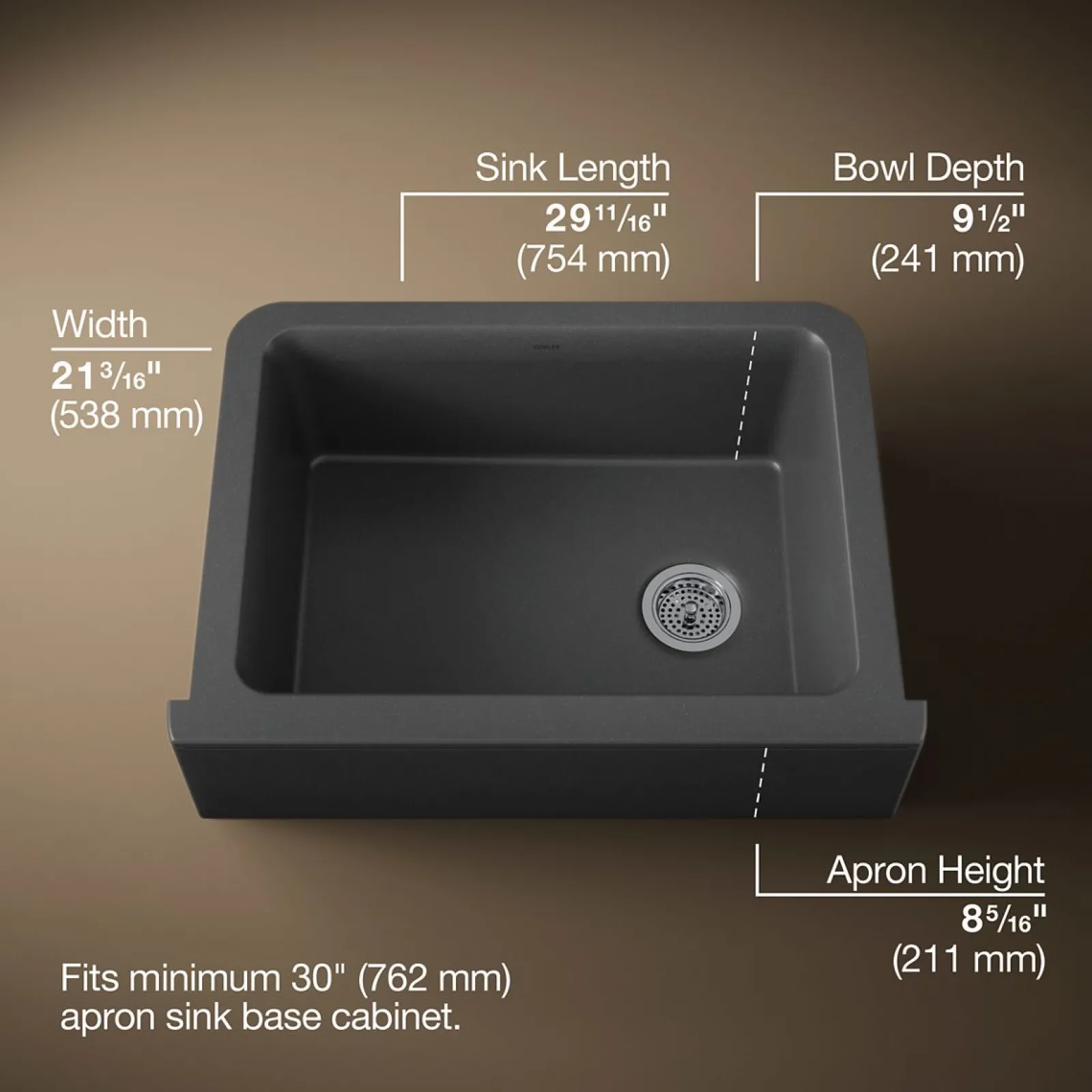 29-11/16" undermount single-bowl farmhouse kitchen sink^Kohler Clearance
