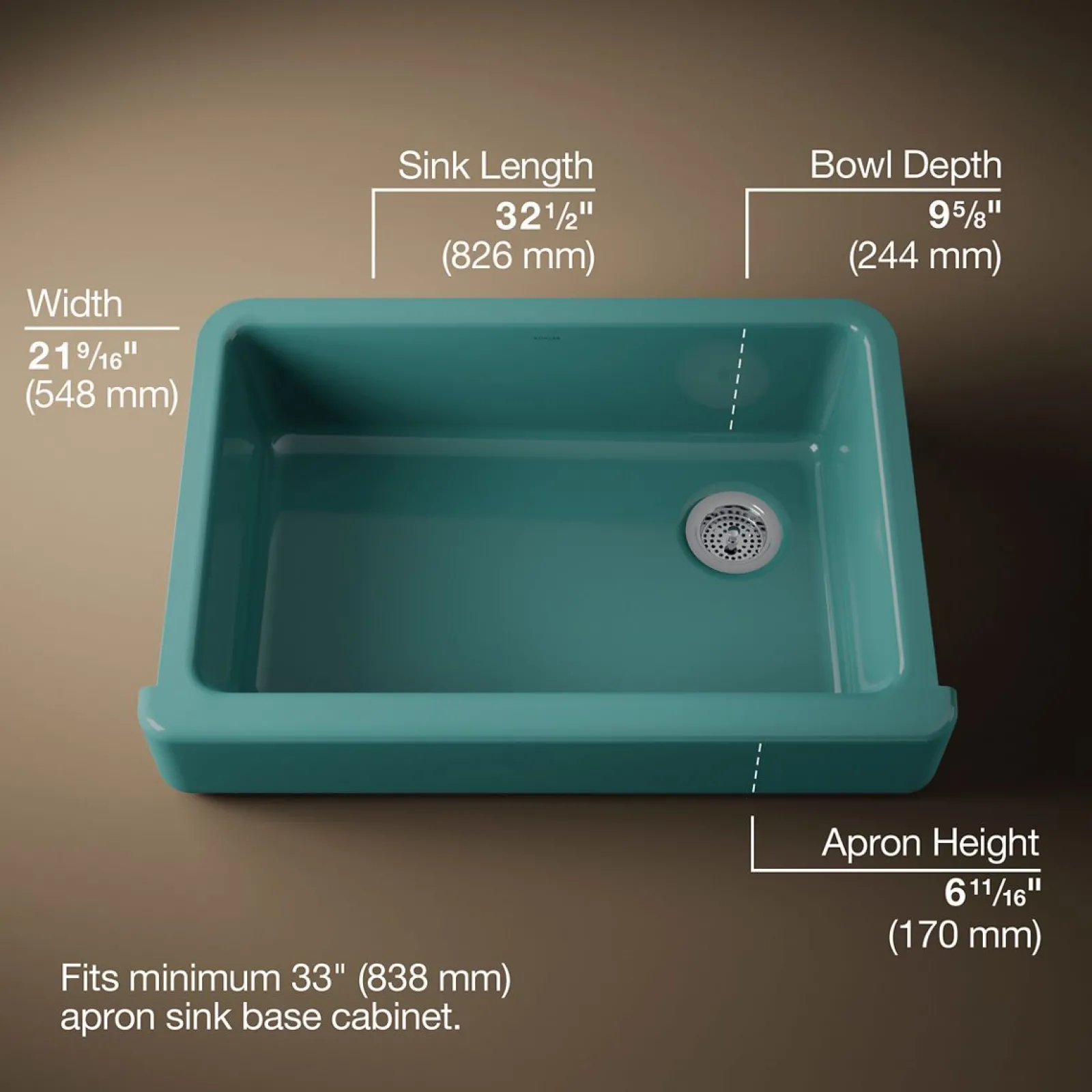 32-1/2" undermount single-bowl farmhouse kitchen sink^Kohler Outlet