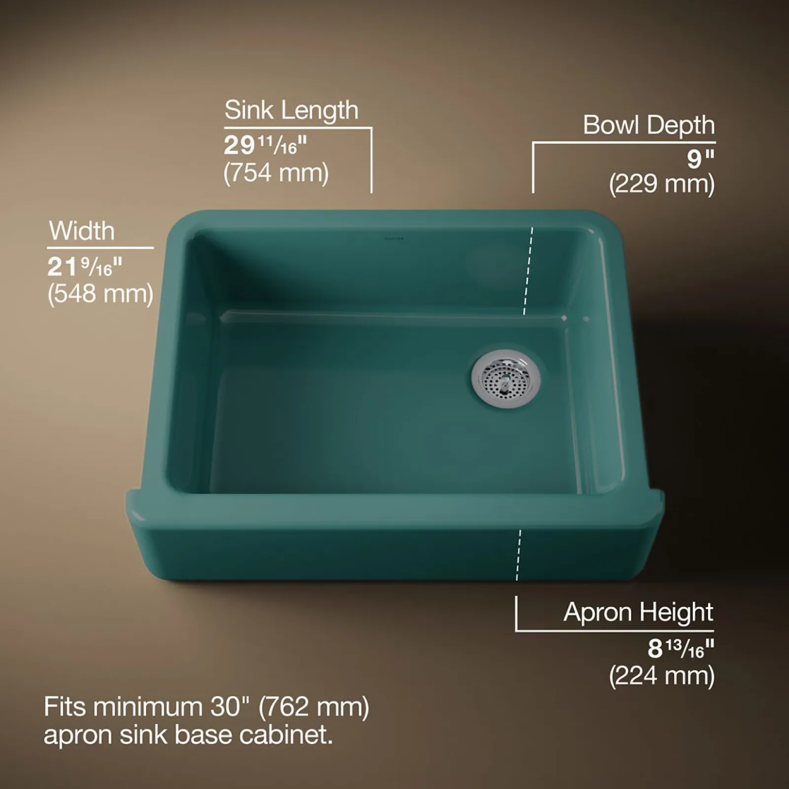 29-3/4" undermount single-bowl farmhouse kitchen sink^Kohler Clearance