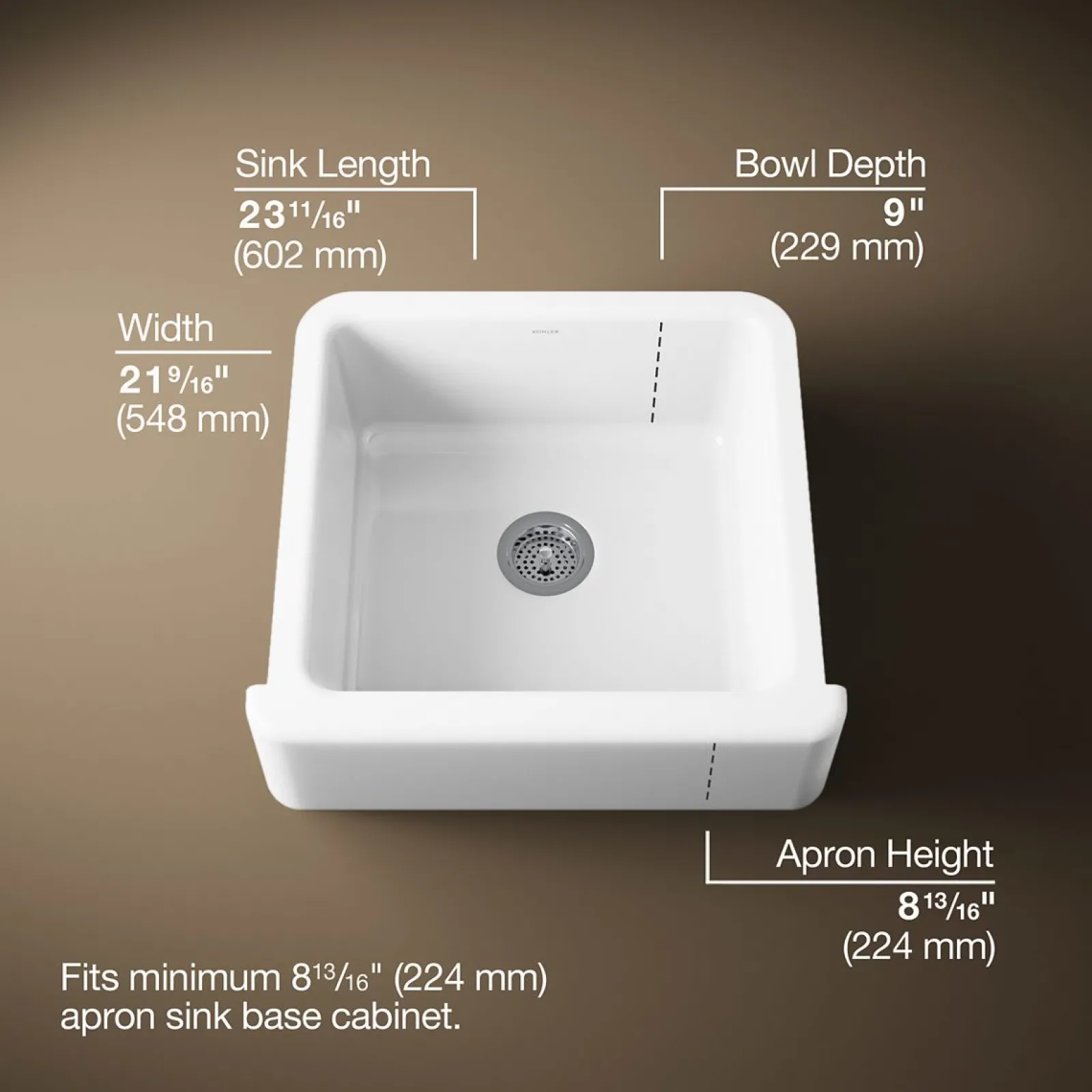 23-1/2" undermount single-bowl farmhouse kitchen sink^Kohler Best