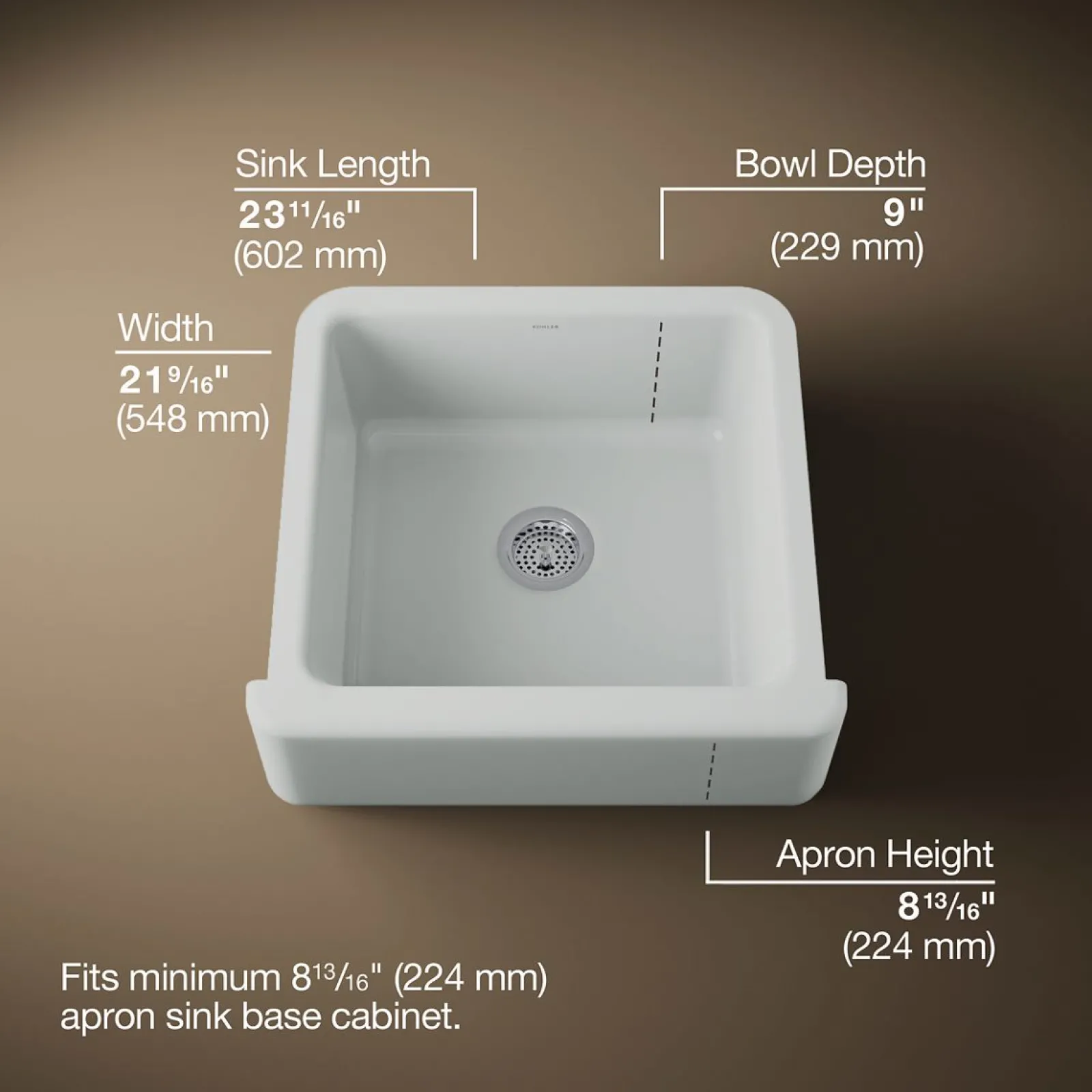 23-1/2" undermount single-bowl farmhouse kitchen sink^Kohler Best