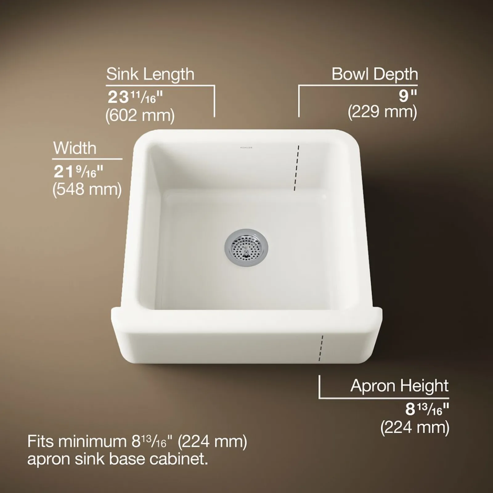 23-1/2" undermount single-bowl farmhouse kitchen sink^Kohler Best
