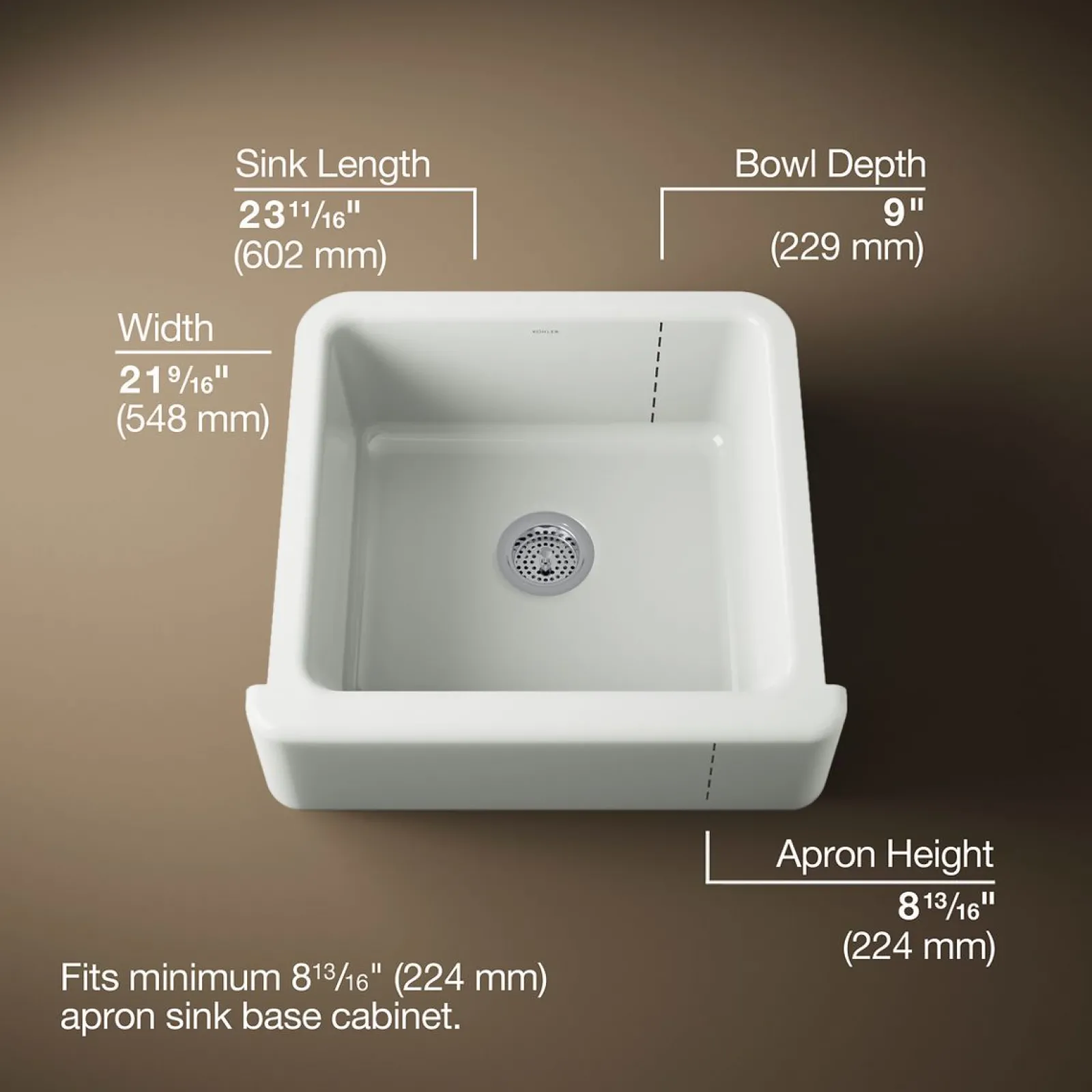 23-1/2" undermount single-bowl farmhouse kitchen sink^Kohler Best