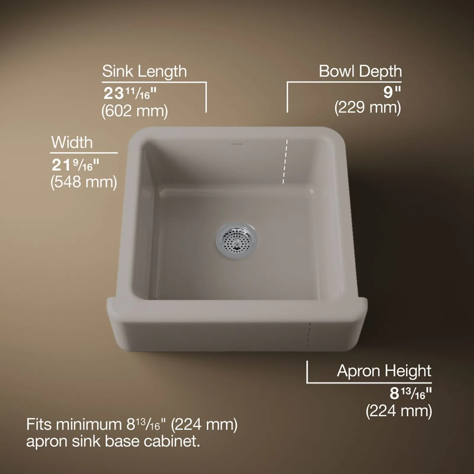 23-1/2" undermount single-bowl farmhouse kitchen sink^Kohler Best
