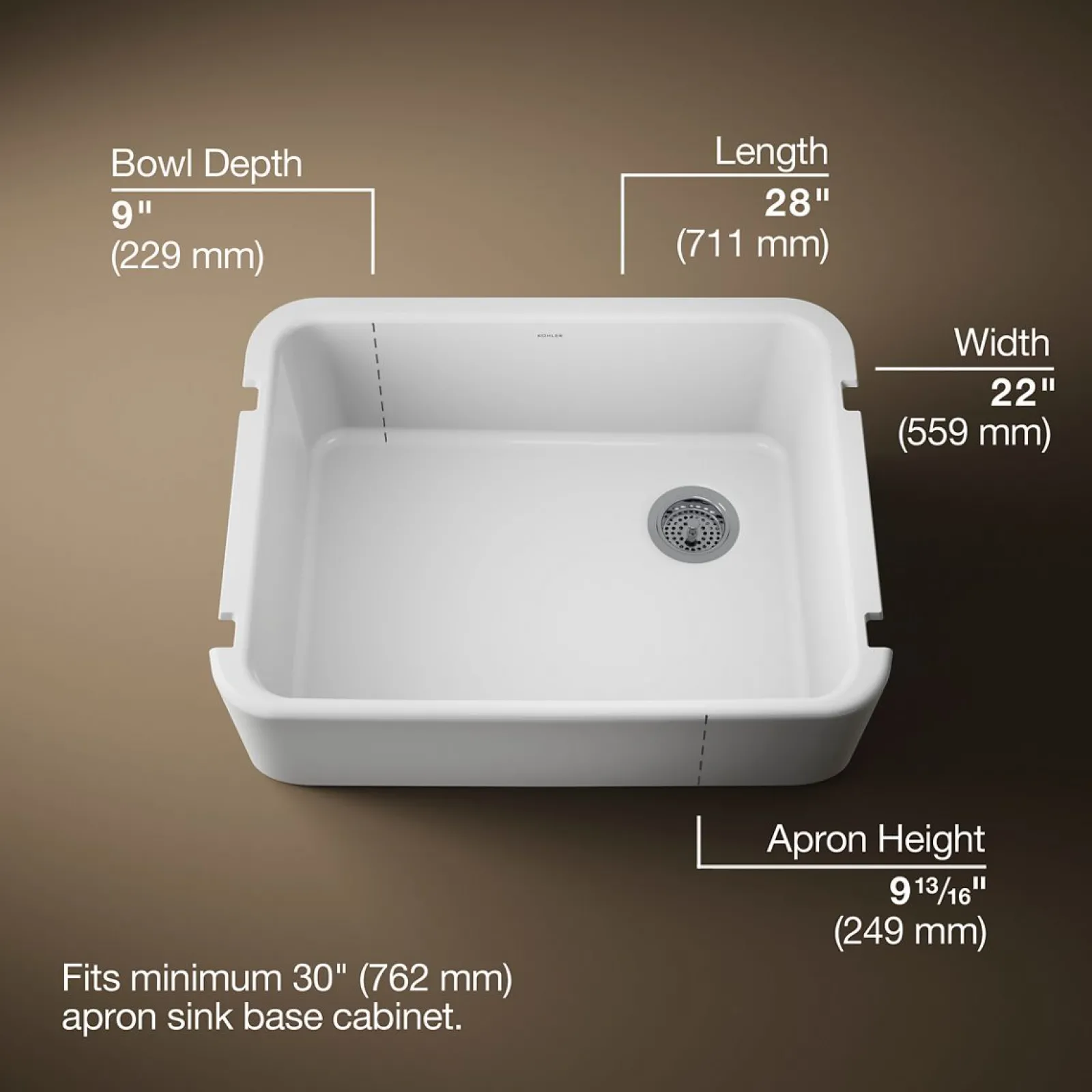 28" undermount single-bowl farmhouse kitchen sink^Kohler Sale