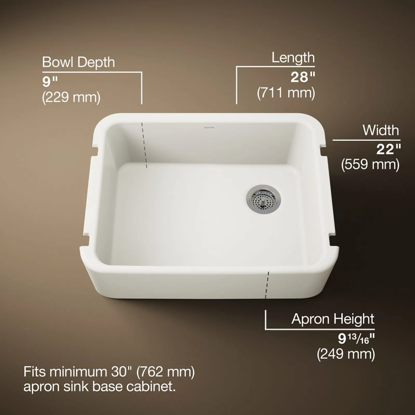 28" undermount single-bowl farmhouse kitchen sink^Kohler Sale