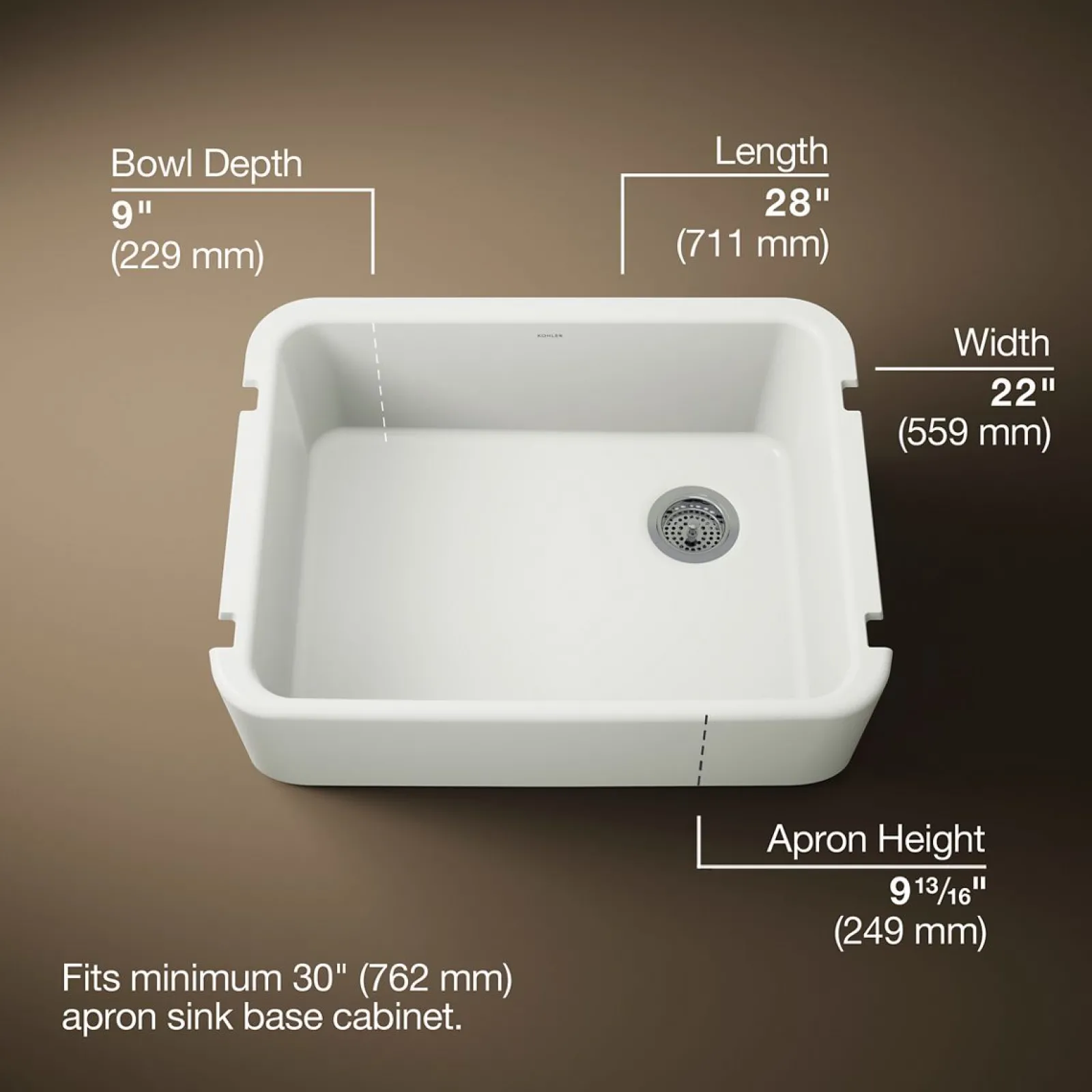 28" undermount single-bowl farmhouse kitchen sink^Kohler Sale