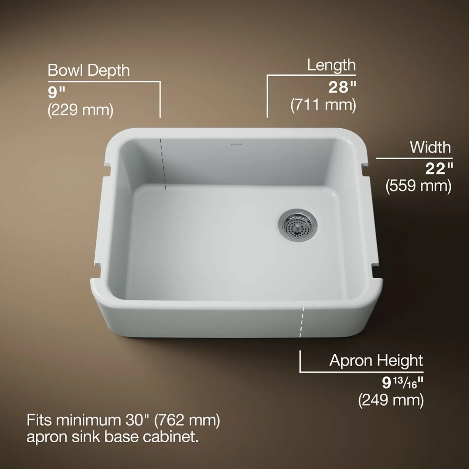 28" undermount single-bowl farmhouse kitchen sink^Kohler Sale