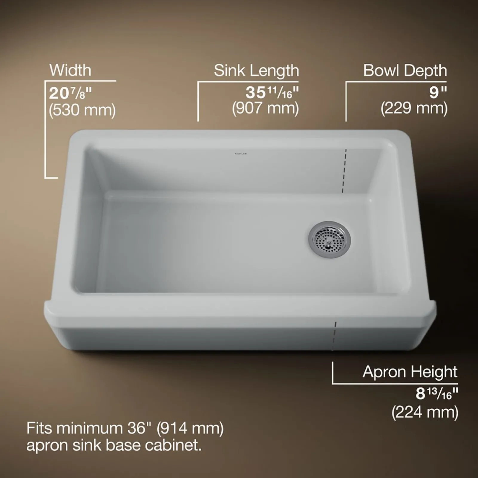 35-3/4" undermount single-bowl farmhouse workstation kitchen sink^Kohler Clearance