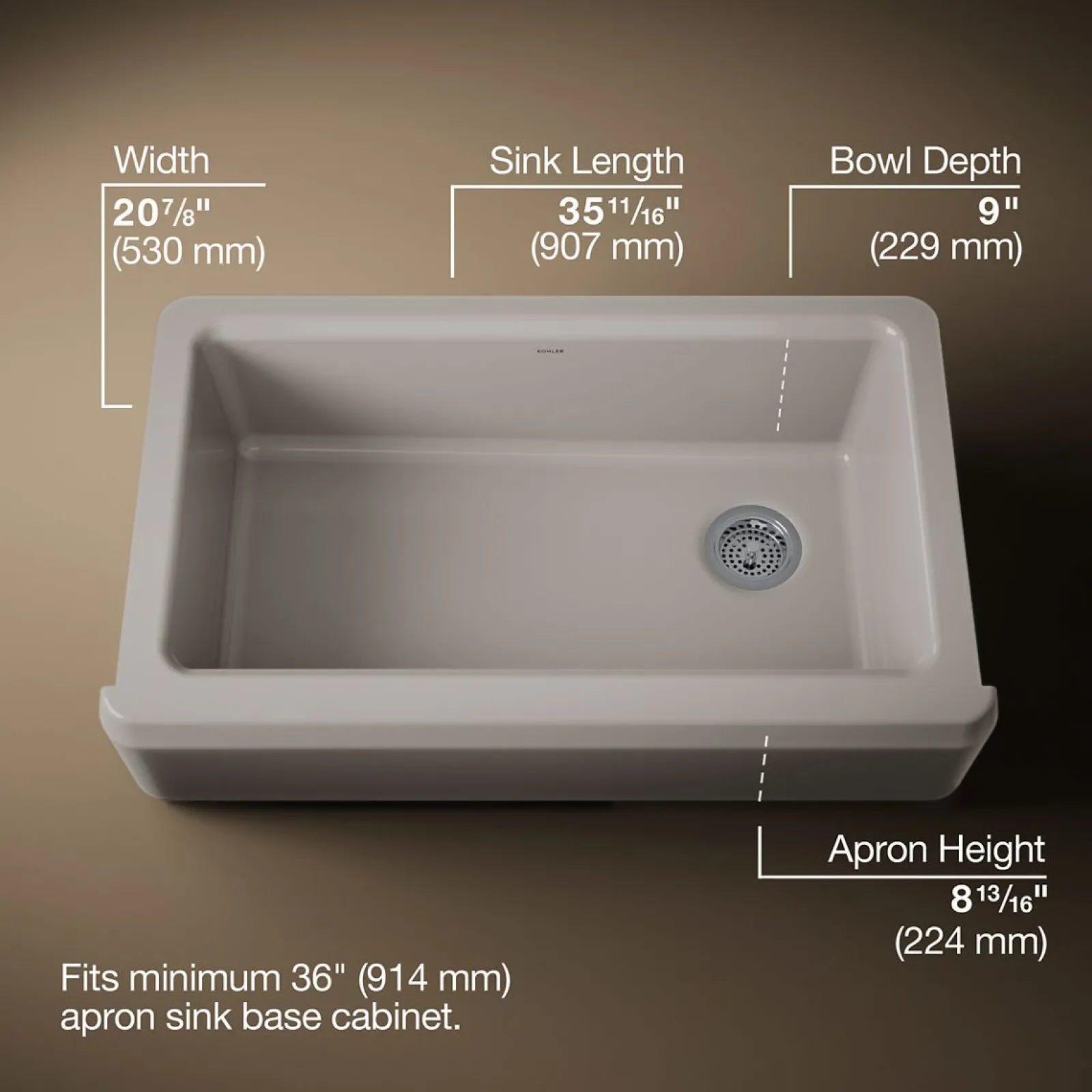 35-3/4" undermount single-bowl farmhouse workstation kitchen sink^Kohler Clearance
