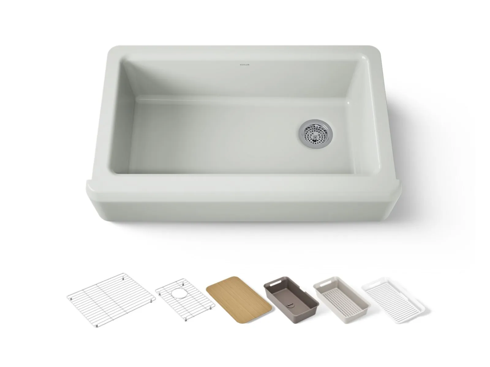 35-3/4" undermount single-bowl farmhouse workstation kitchen sink^Kohler Clearance