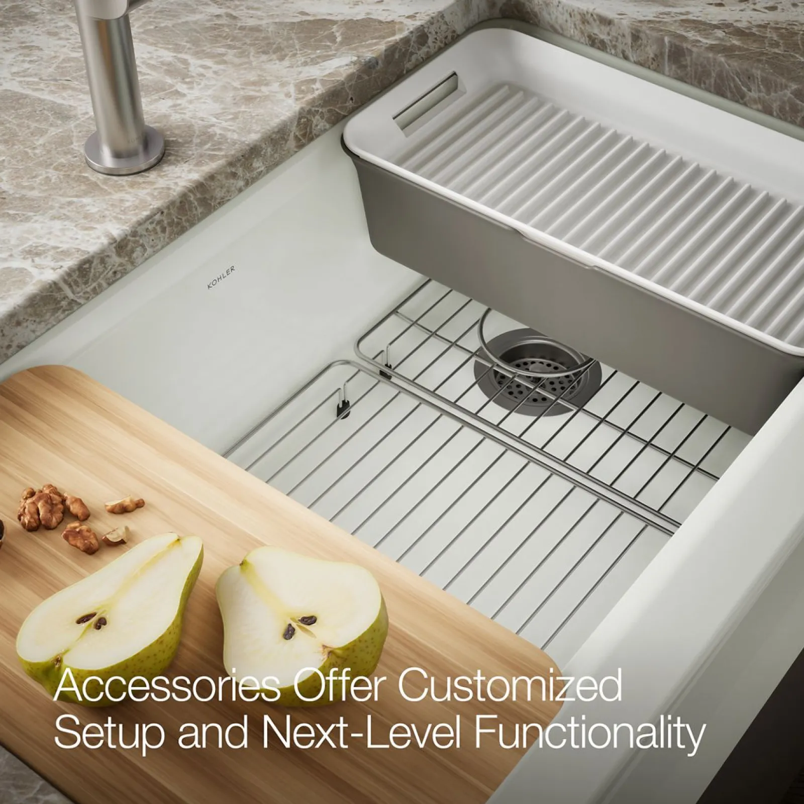 35-3/4" undermount single-bowl farmhouse workstation kitchen sink^Kohler Clearance