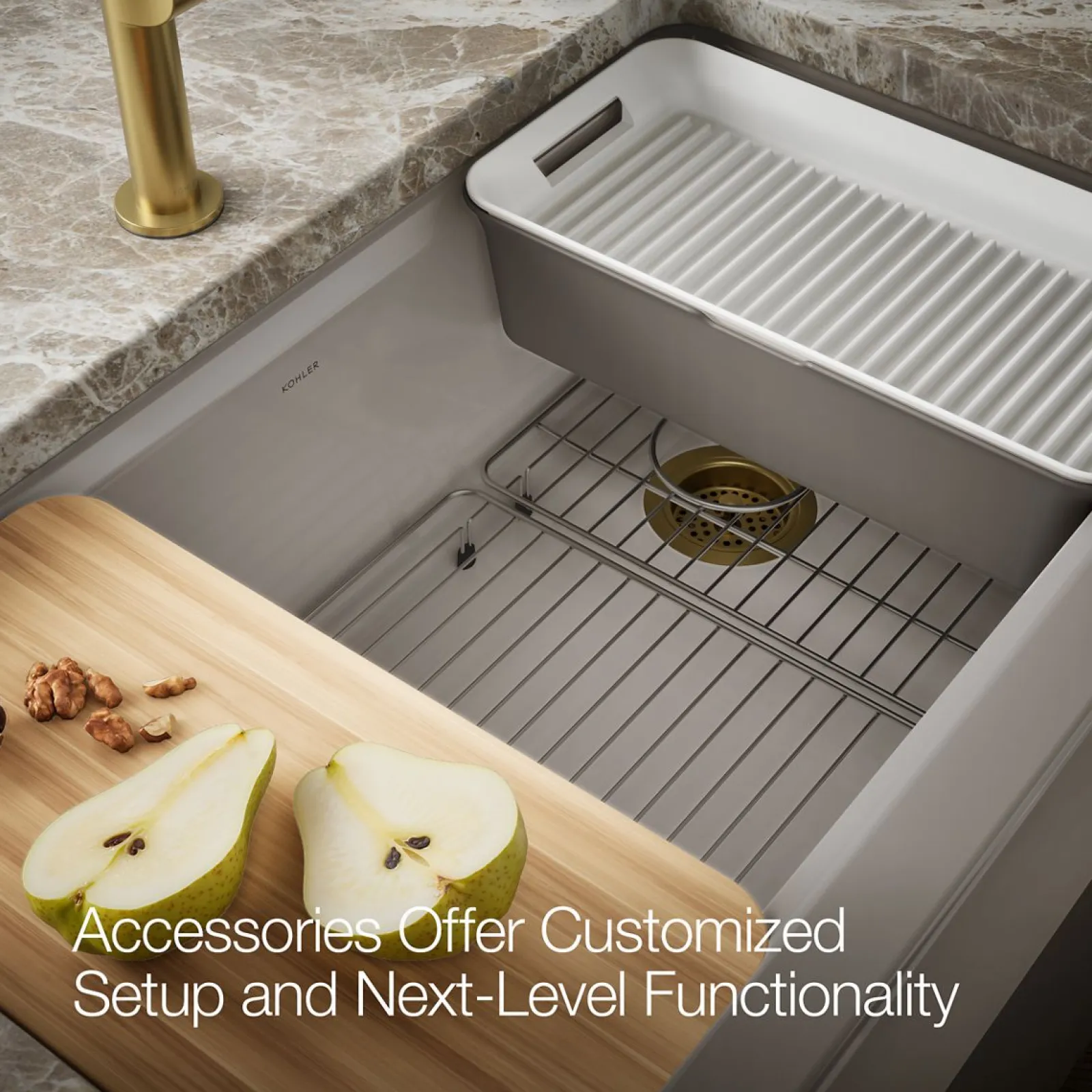 35-3/4" undermount single-bowl farmhouse workstation kitchen sink^Kohler Clearance