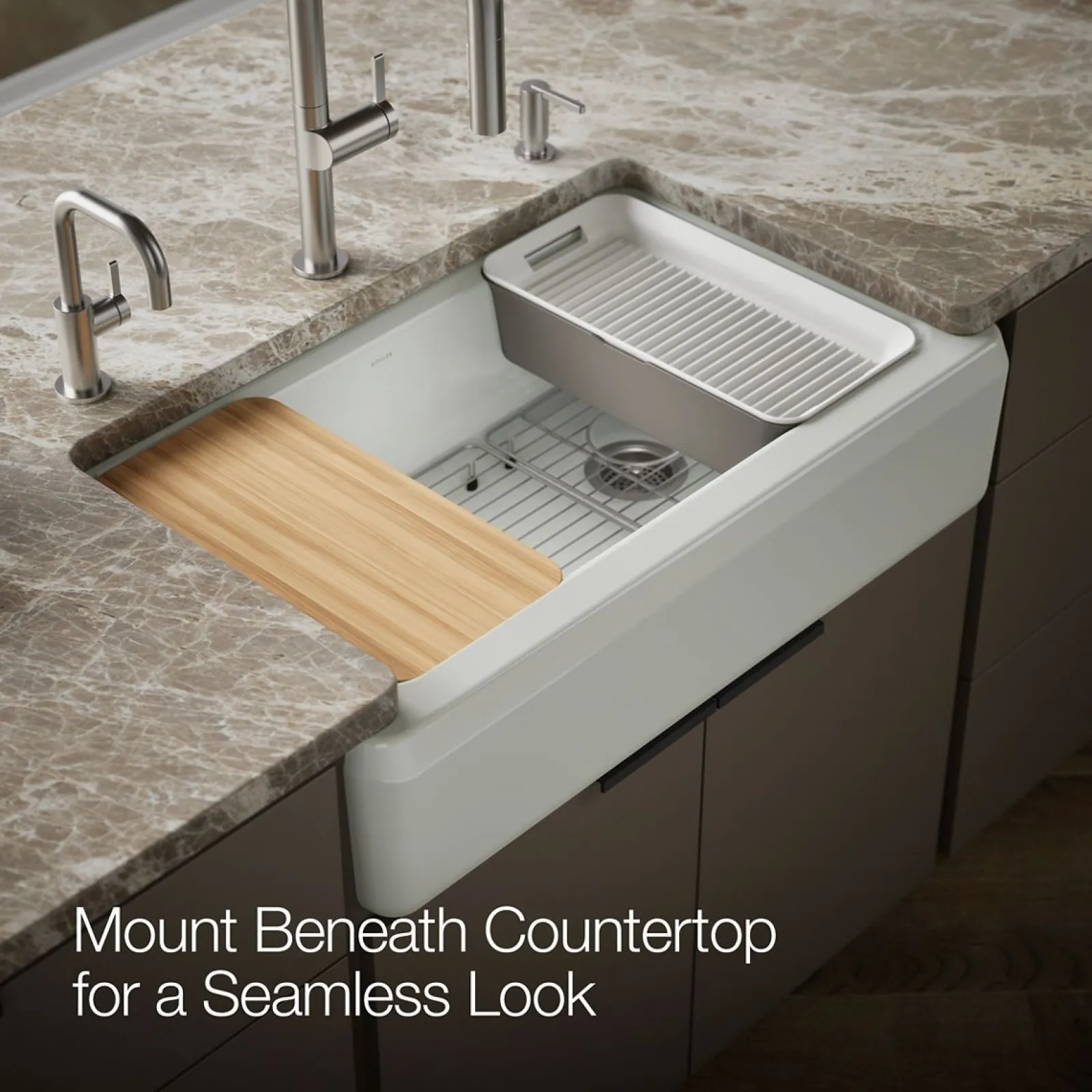 35-3/4" undermount single-bowl farmhouse workstation kitchen sink^Kohler Clearance
