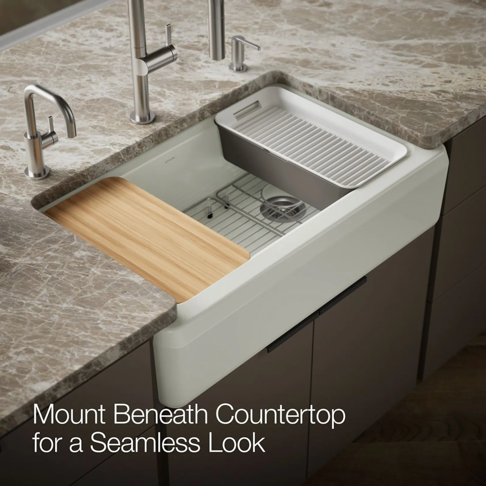 35-3/4" undermount single-bowl farmhouse workstation kitchen sink^Kohler Clearance